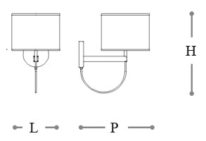 Dimensions of the Lily 3061/APS Incanto Italamp Wall Lamp